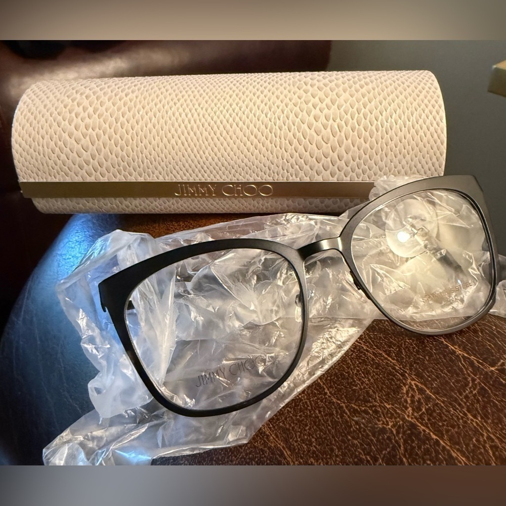 Jimmy Choo Black Stainless Steel Designer Eyeglasses New